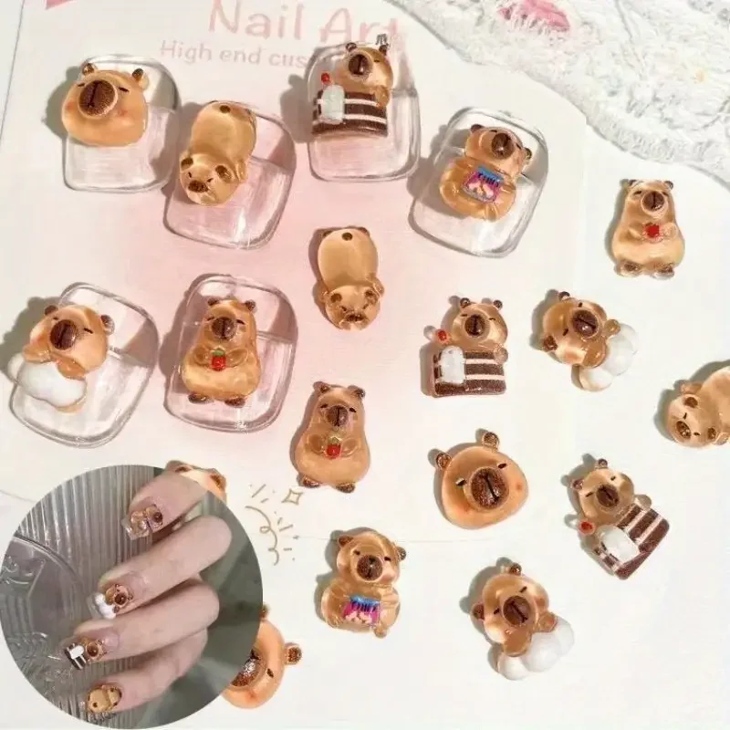 20 Stück Mini-Capybara-Dekorationen, Tierornamente, leichtes Kunstharz-Kunsthandwerk für Nagelkunst-Schreibtischdekoration – perfekte Weihnachten – Detail 3