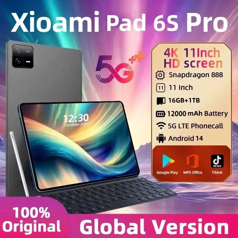 Global Version Original Xioami Pad 6S Pro Tablet 11inch HD 4K Android 14 16GB+1T 10000mAh 5G Dual SIM Bluetooth WiFi GPS Tablet