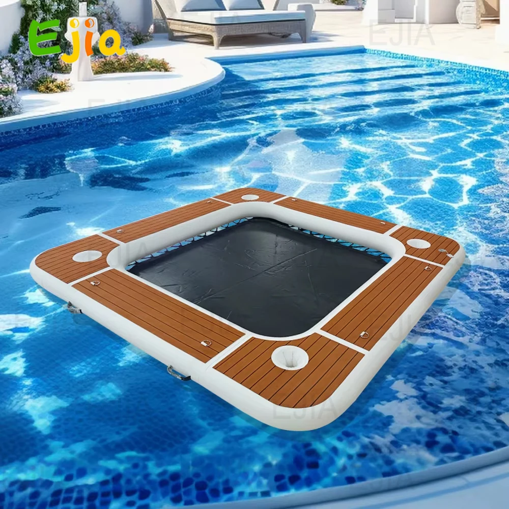 Stock 10/8 Feet Inflatable Floating Dock Inflatable Water Hammock,Floating Platform Swimming Deck Swimming Ring for Pool & Lake