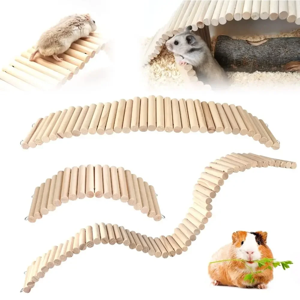 Buigbare Hamster Klimladder Houten Multifunctionele Hamsterhabitat Speelgoedkooi Decoratie Eenvoudig Te Installeren - afbeelding 2