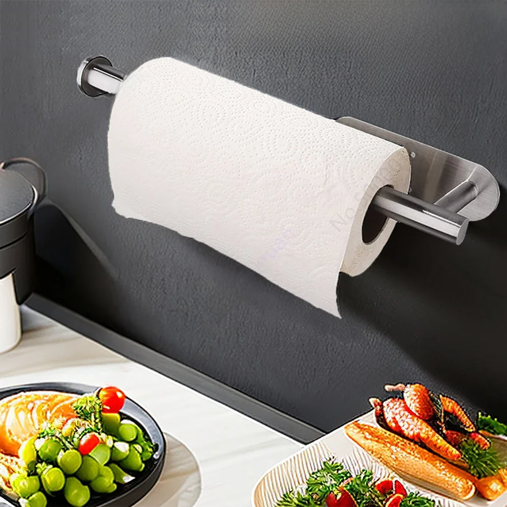 Suporte De Toalha De Papel De Cozinha, Suporte De Papel Higiênico, Rack De Tecido Adesivo, Dispenser