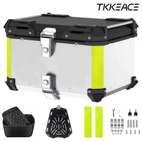 TKKEACE 80L Motorcycle Top Box Aluminium Alloy Motorcycle Trunk Helmet Box Waterproof Motorbike Tail Box Luggage Storage Cases