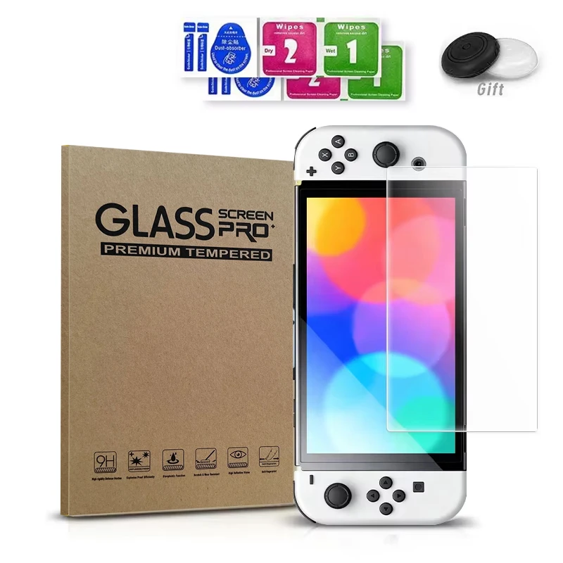 DATA FROG 2PCS Displayschutzfolie aus gehärtetem Glas, kompatibler Switch OLED 9H HD Klarglasfolie für Switch OLED