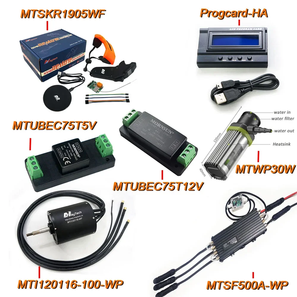 

MAYRC Water Sports kit Includes 500A 14S ESC Controller&120116 100KV Brushless Motor&Water pump&Voltage Regulator& IP68 Remote