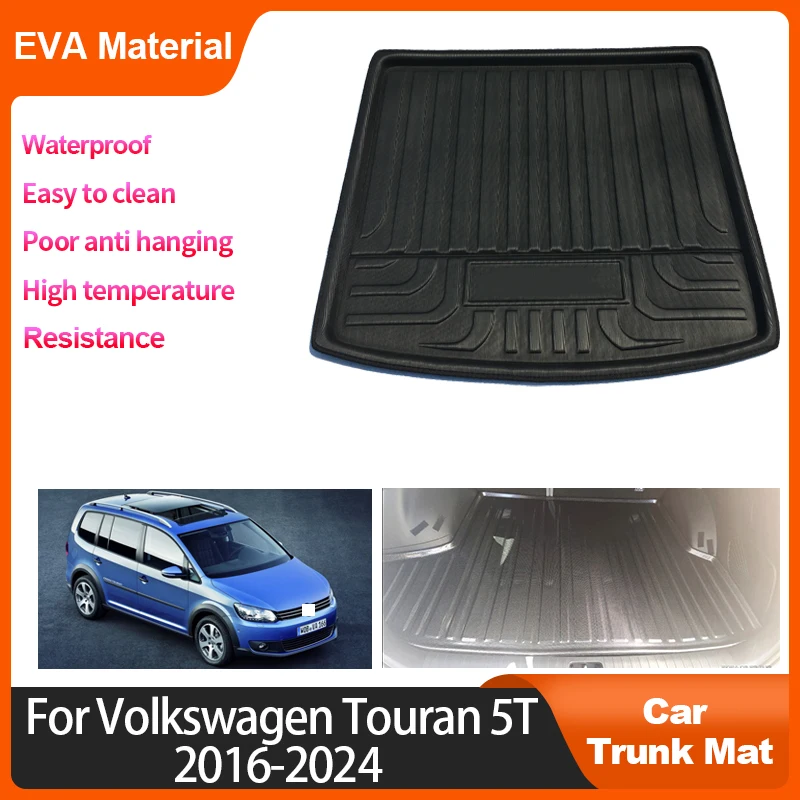 

For Volkswagen Touran 5T 2016~2024 Trunk Mat Rear Cargo Liner Waterproof Protector Storage Pad Car Anti Slip Interior Accessory