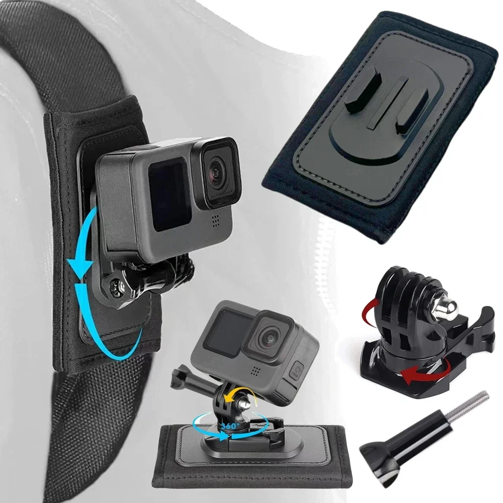 Sac à dos bandoulière 360 ° Support à boucle rotative à dégagement rapide pour GoPro Hero 10 9 8 7 6 5 Dji Action 2, accessoire de caméra d'action