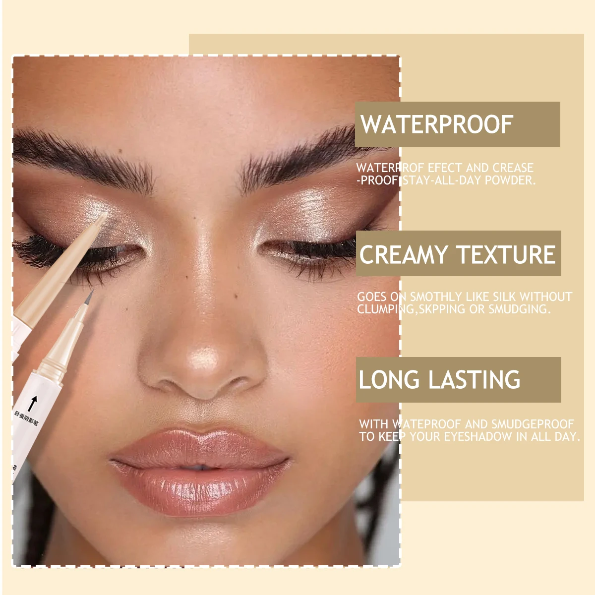 Dwustronny pędzel do makijażu rzęs – matowy naturalny cień do powiek i rozświetlacz do dolnej powieki do nieskazitelnego makijażu oczu