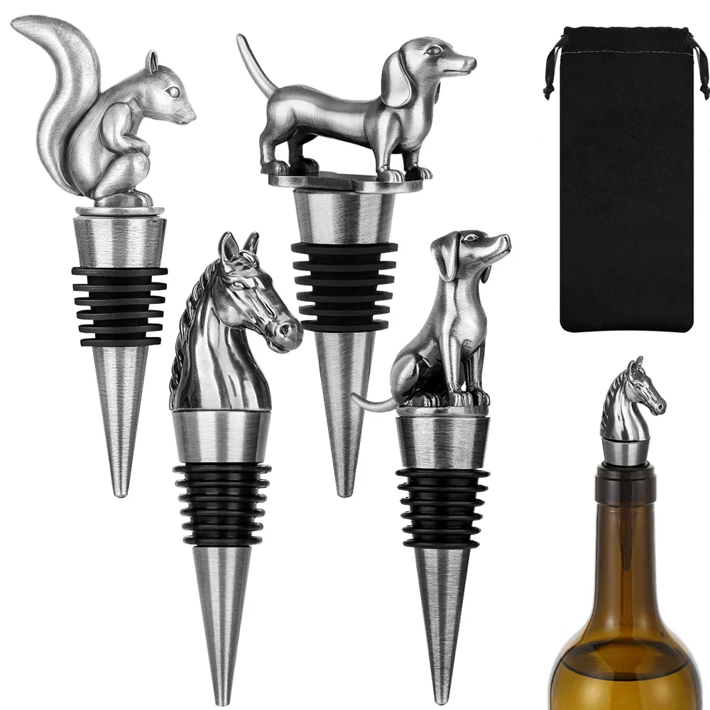 Tiere Design Weins topper Zink legierung Silikon Getränke flasche Stopper Pferd/Hund/Eichhörnchen