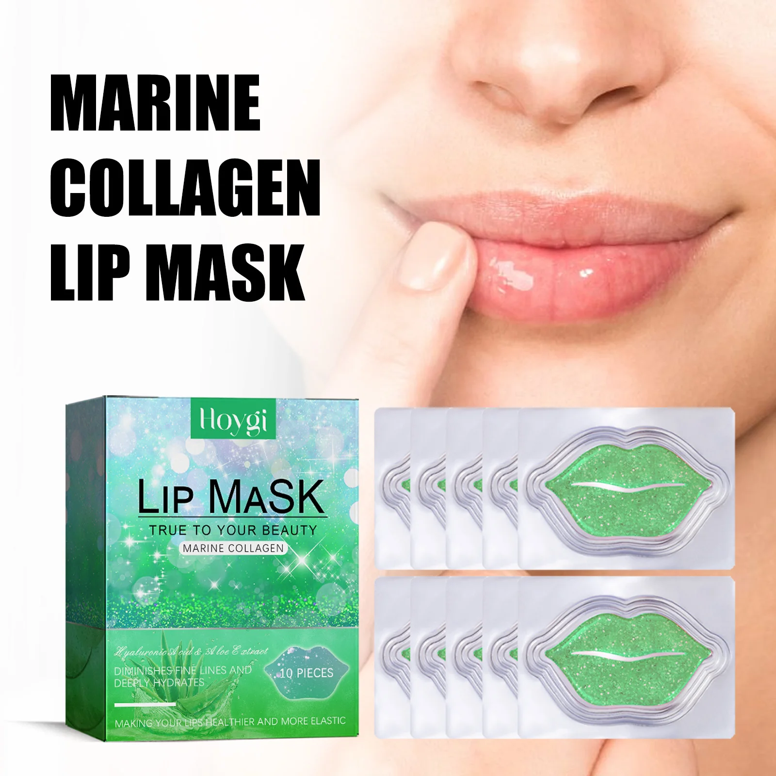 

Hoygi Moisturizing Lip Mask Aloe Vera Moisturizing and Anti Drying Crack Autumn and Winter Moisturizing Care Whitening 10 Pieces