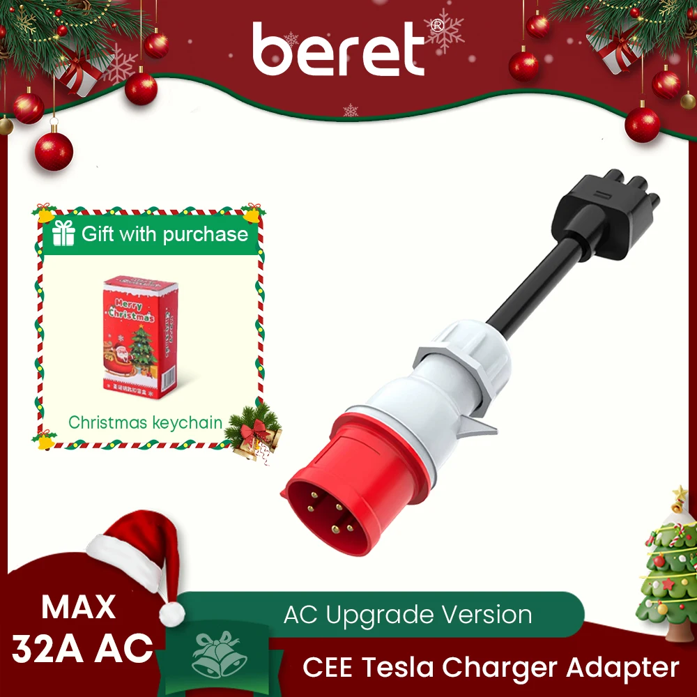 بيري CEE 5 دبوس لمحول تسلا Gen 2 EV شحن تمديد كابل محول المحمول الأحمر تعزيز الشحن #1