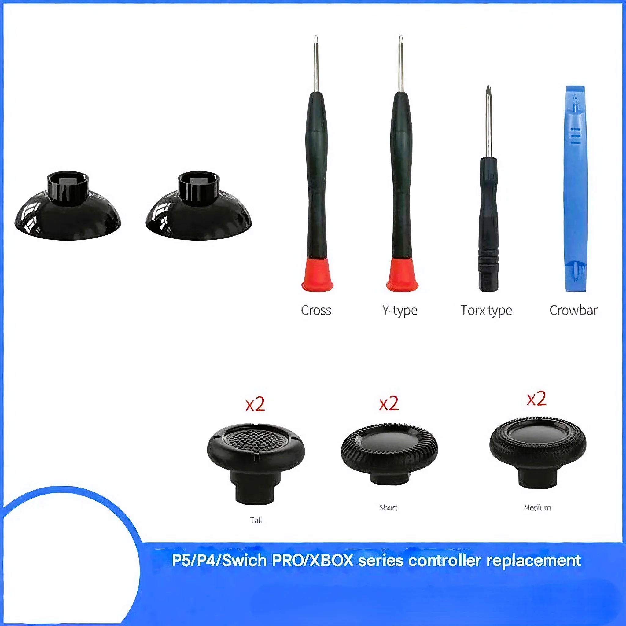 

Replacement Analog Stick for PS5 Controller, Compatible with PS4 Controller, Interchangeable Joysticks with 3 Ergonomic Heights