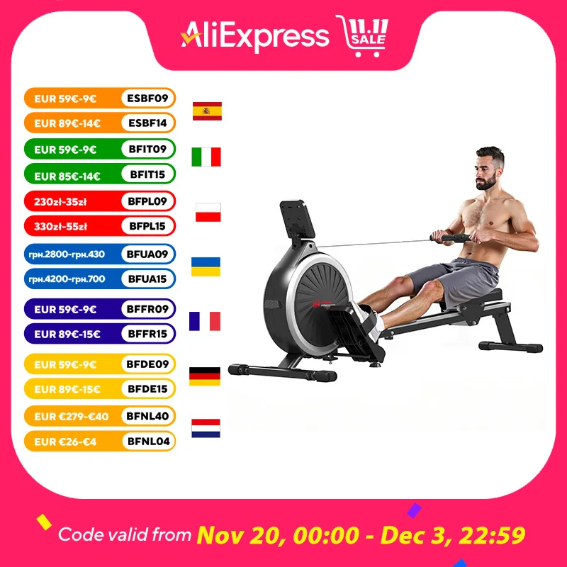 Rowing Machine, Magnetic Rowing Machines for Home Gym with 16 Levels Resistance, Real Weight Caoacity 150 KG, Full-Body Workout