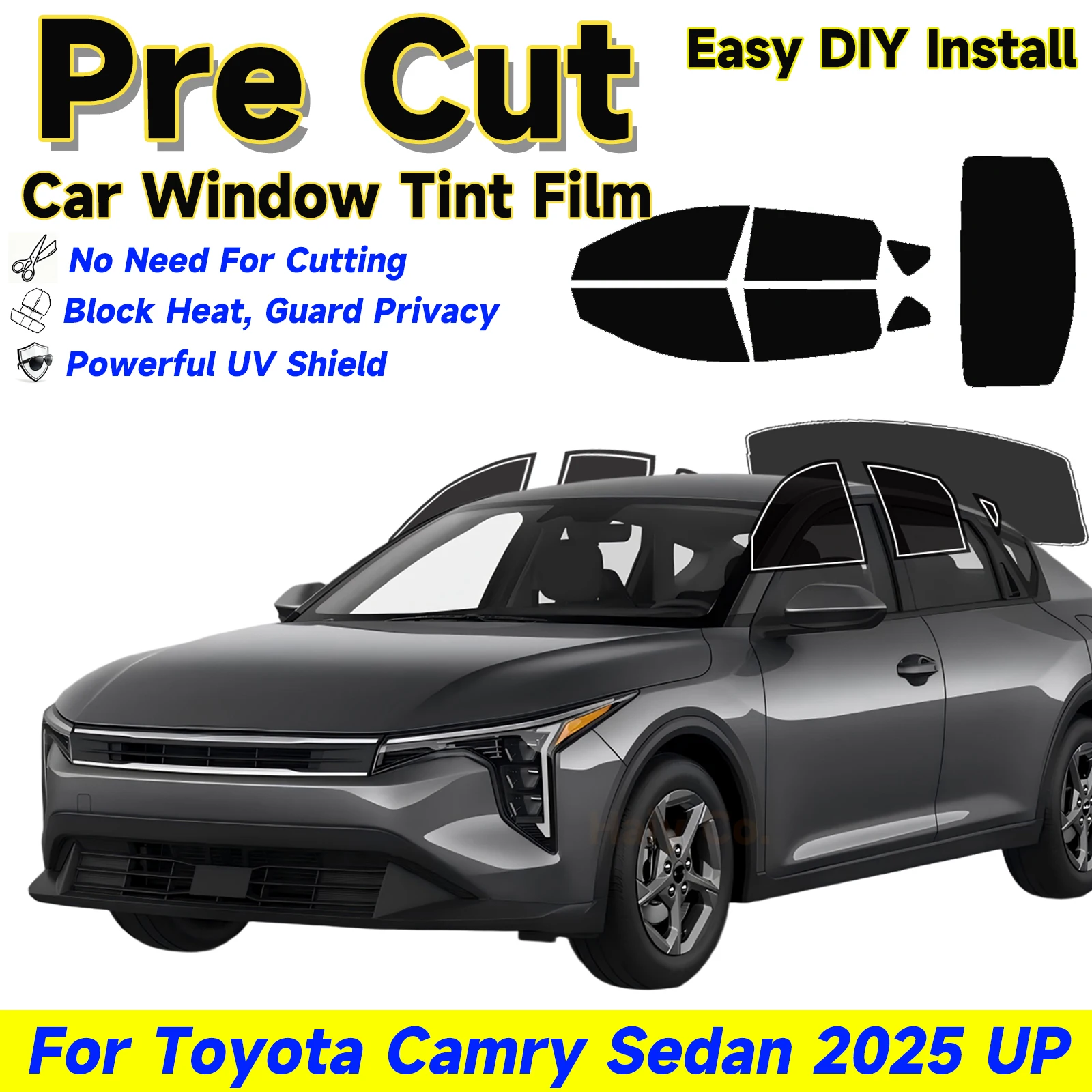 

Предварительно нарезанная тонировочная пленка для окон автомобиля KIA K4 2025-2026, на все стороны, блокирующая солнечный УФ-ИК-излучение, тепло и блики, двухслойная защитная пленка для окон