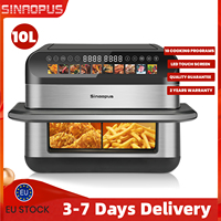 10L Dual Basket Multifunctional Air Fryer Oilless Cooker with LED Touch Control with Visible Window,Family Smart Hot fryers Oven