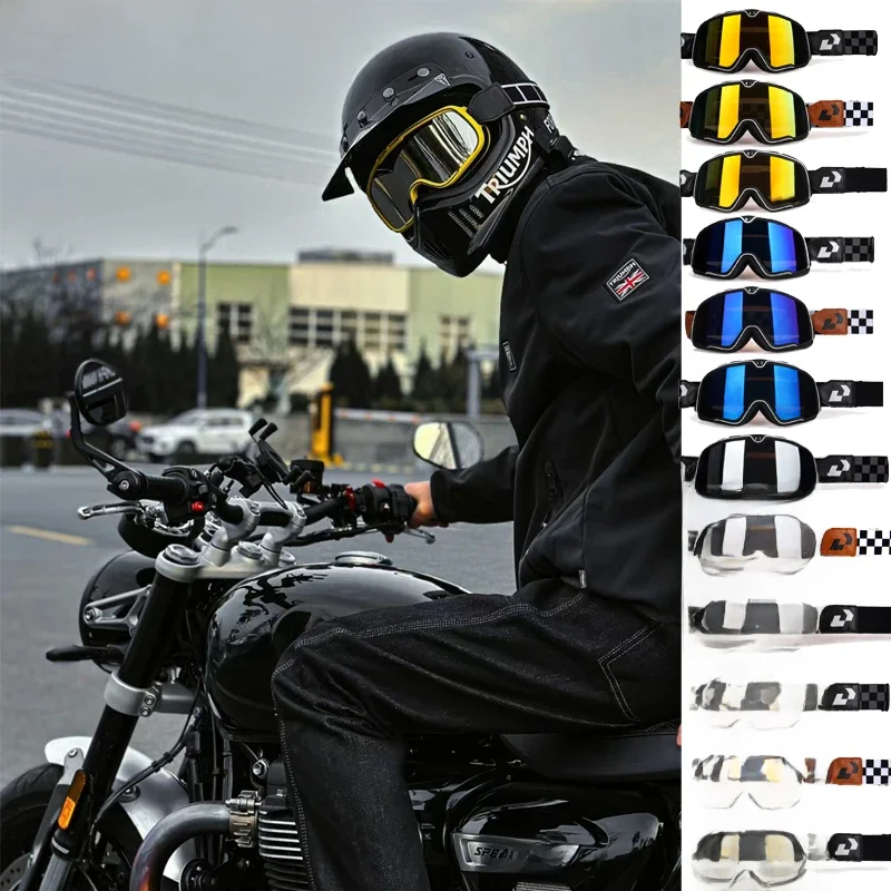AliExpress Retro Bicycles Goggles Ski Glasses Sunglasses ATV Goggles Non-slip Belt AntiUV Cafe Racer Chopper Cycling Racing Free shipping