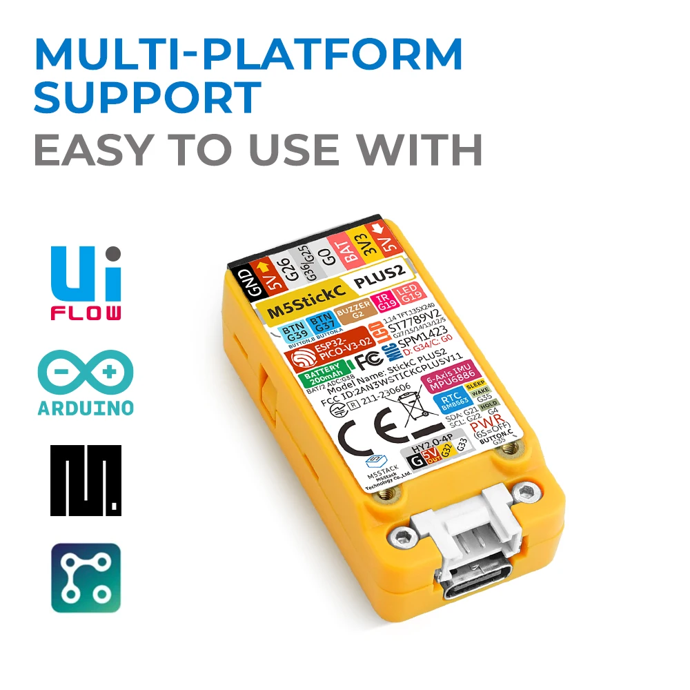 M5Stack الرسمية M5StickC PLUS2 ESP32 Mini IoT Development Kit 1.14 بوصة TFT Screen IoT Controller لـ UIFlow