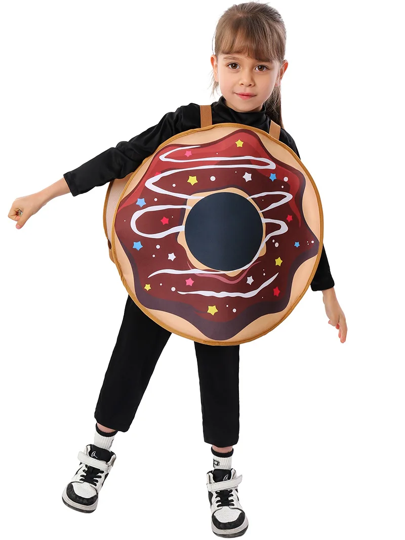 Kids Girls Chocolate Jam Donut Costume Halloween Food Cosplay Cute Donut Costume outfit Carnival Easter Purim Fancy Dress