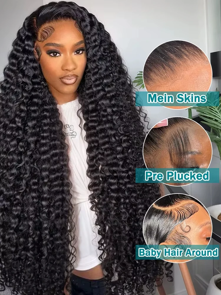 Mossily HD 40 42 นิ้ว CURLY Wigs ผมมนุษย์ 13x6 Deep WAVE วิกผมลูกไม้ด้านหน้าด้านหน้า 13x4 ลูกไม้ด้านหน้า 5x5 Glueless Remy ผมความหนาแน่น 200