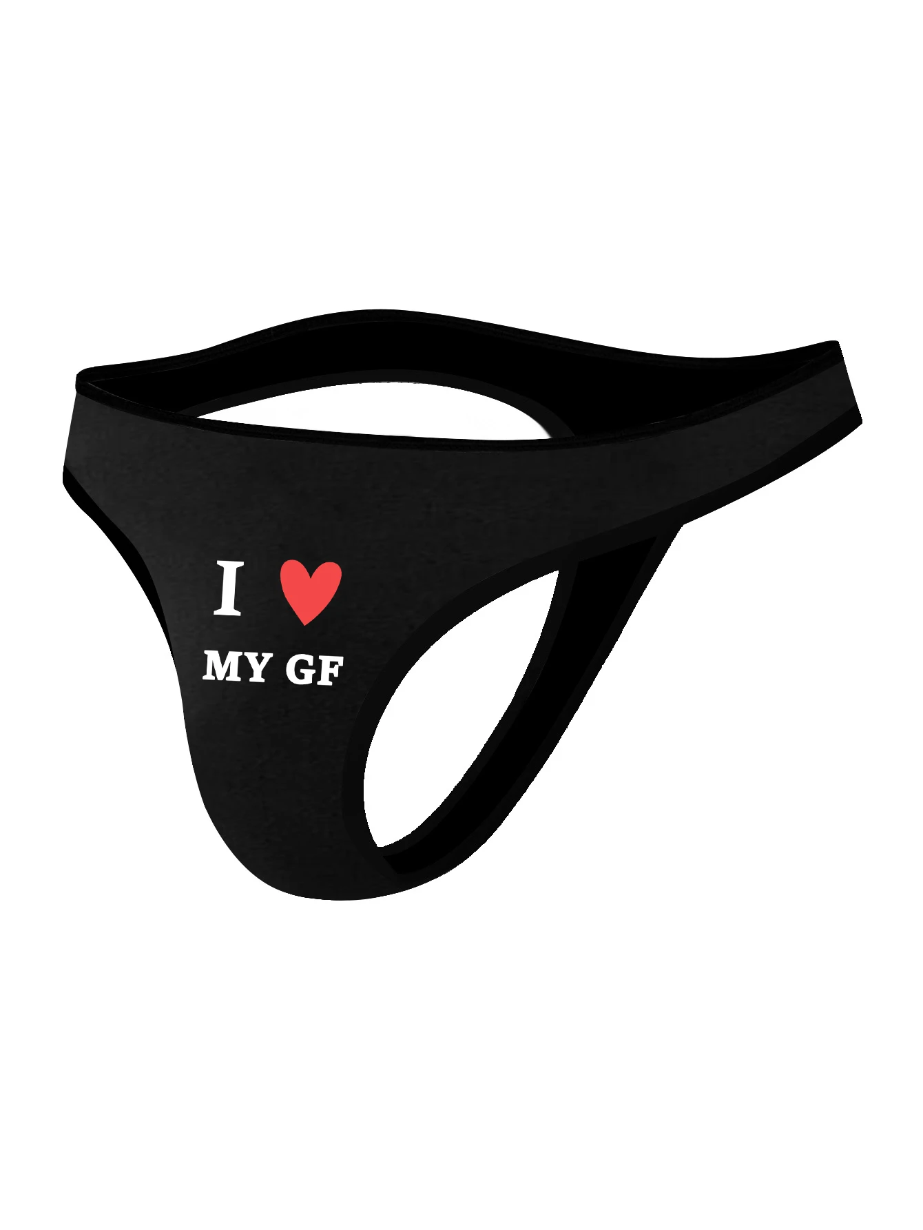 ثونج مثير للرجال مع طباعة 'I Love MY GF' - حقيبة منتفخة، ملابس داخلية قابلة للتنفس