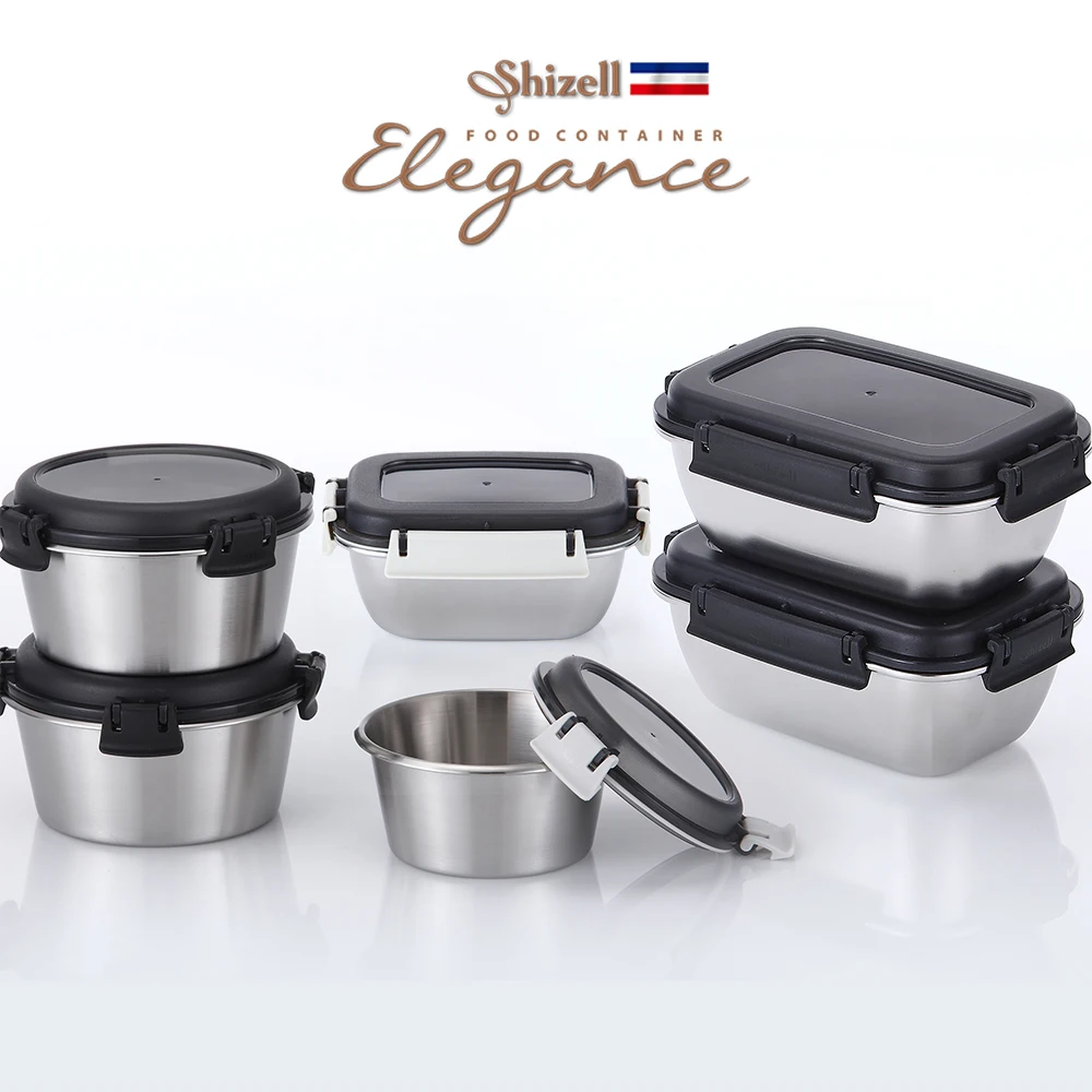 Elegance Food Container Comprehensive 6-Piece Set (Round 350ml-1EA / 550ml-2EA, Square 550ml-1EA / 850ml-2EA) - Refrigerator Organization, Lunch Box, Kimchi Container, Side Dish Container, Storage