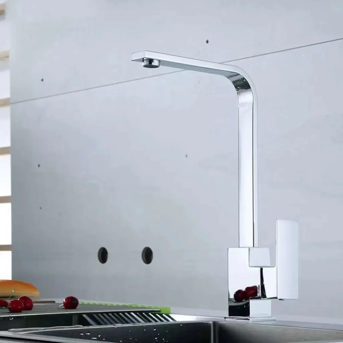 حنفية حوض مطبخ الذواقة ، خلاط مياه أحادي ° ، ساخن وبارد ، فضي كروم ، ذواقة ، Dc6017a ، لوك يونغ #4