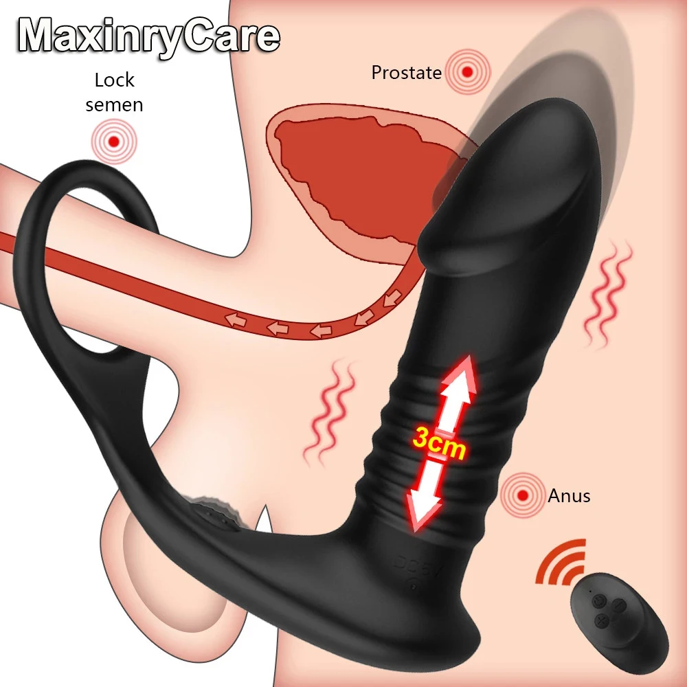 Vibrador Anal telescópico para hombres, masajeador de próstata, anillo estimulador de juguete, tapón Anal, retraso de eyaculación