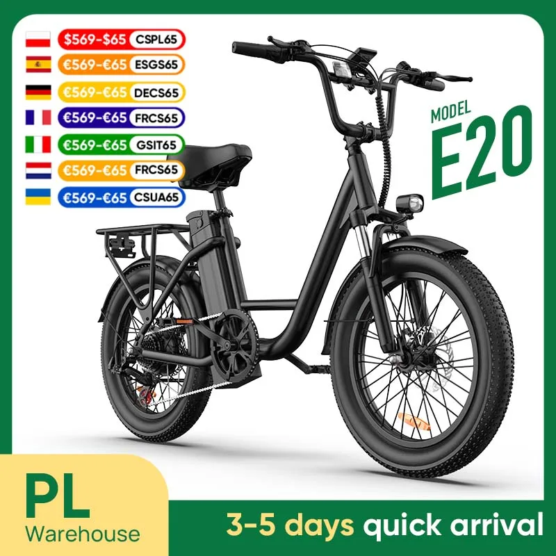 Urlife E-Bike 1000 واط 20 بوصة × 3 "دراجة كهربائية بإطارات عريضة 48 فولت 13 أمبير بطارية قابلة للإزالة 7 سرعات تروس فرامل قرصية مزدوجة دراجة للكبار #1