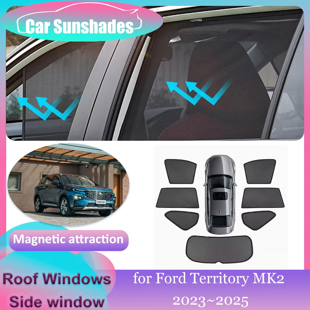 

Автомобильные магнитные солнцезащитные козырьки для Ford Territory MK2 2023 ~ 2025 на крыше, солнцезащитный козырек, накладка на лобовое стекло, занавеска на крыше, аксессуары