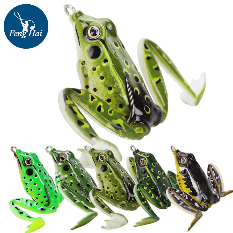 

5 Colors 5cm 10g Soft Frog High Carbon Steel Hooks Runner Frog Bait Fishing Lure for Blackfish Fishing Tackle