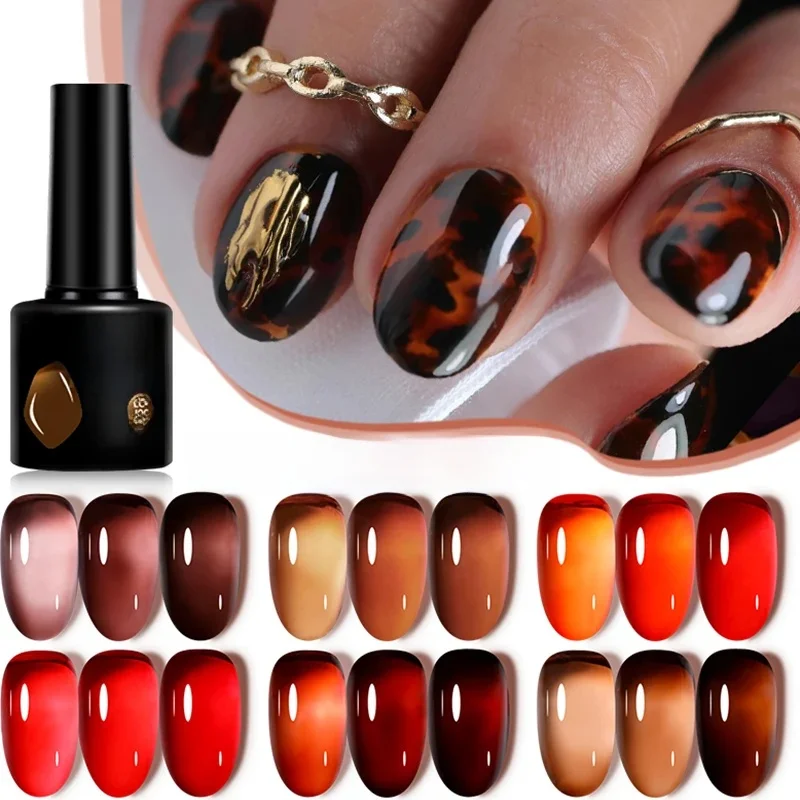 LILYCUTE 7ML gelée ambre Gel vernis à ongles Nail Art fleur foncée motif léopard Gel à ongles Semi Permanent UV Gel vernis vernis