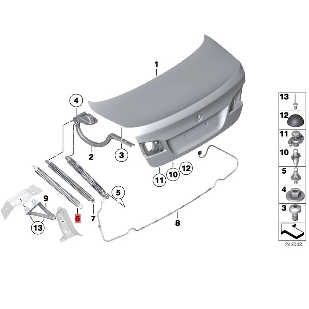 Rear Left&Right Trunk Lid Return Spring For BMW F10 520i 528i 535i 525d 535d 520d M5 2013 2014 2015 2016 51247204366 51247204367