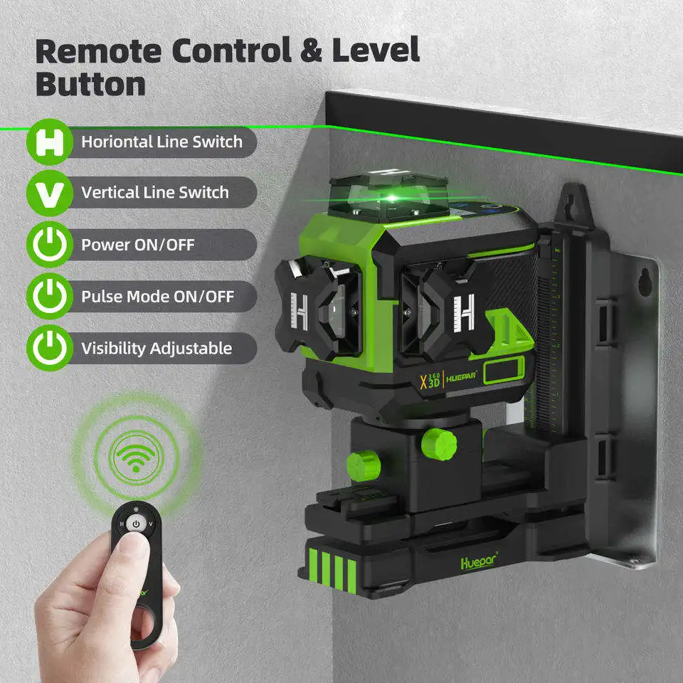 Huepar Z03CG 3d Green Beam 12 Lines Laser Self Leveling Levels with Bluetooth & Remote Control Functions