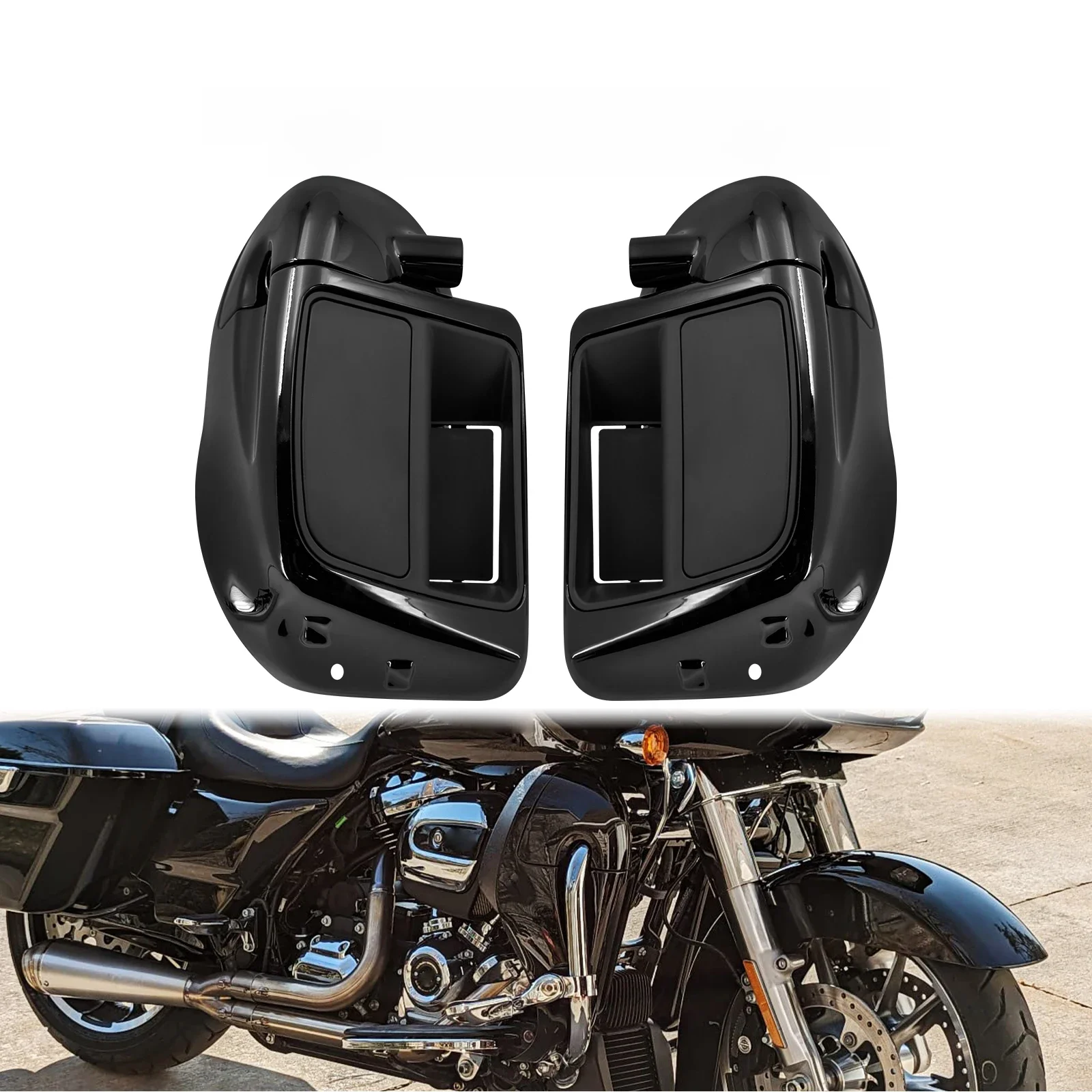 Owiewki motocyklowe z dolną wentylowaną nogawką schowek na rękawiczki dla Harley Touring electride Ultra klasyczny przemieszczanie się po ulicy ślizg szosowy 2014-2023 — zdjęcie 2