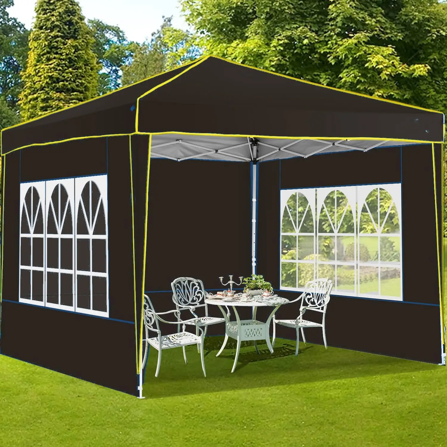 مظلة مناسبات ممتازة مقاس 10 × 10 أقدام مع جدران معيارية، خيمة منبثقة شديدة التحمل مع إطار معزز، مأوى خارجي من الدرجة التجارية