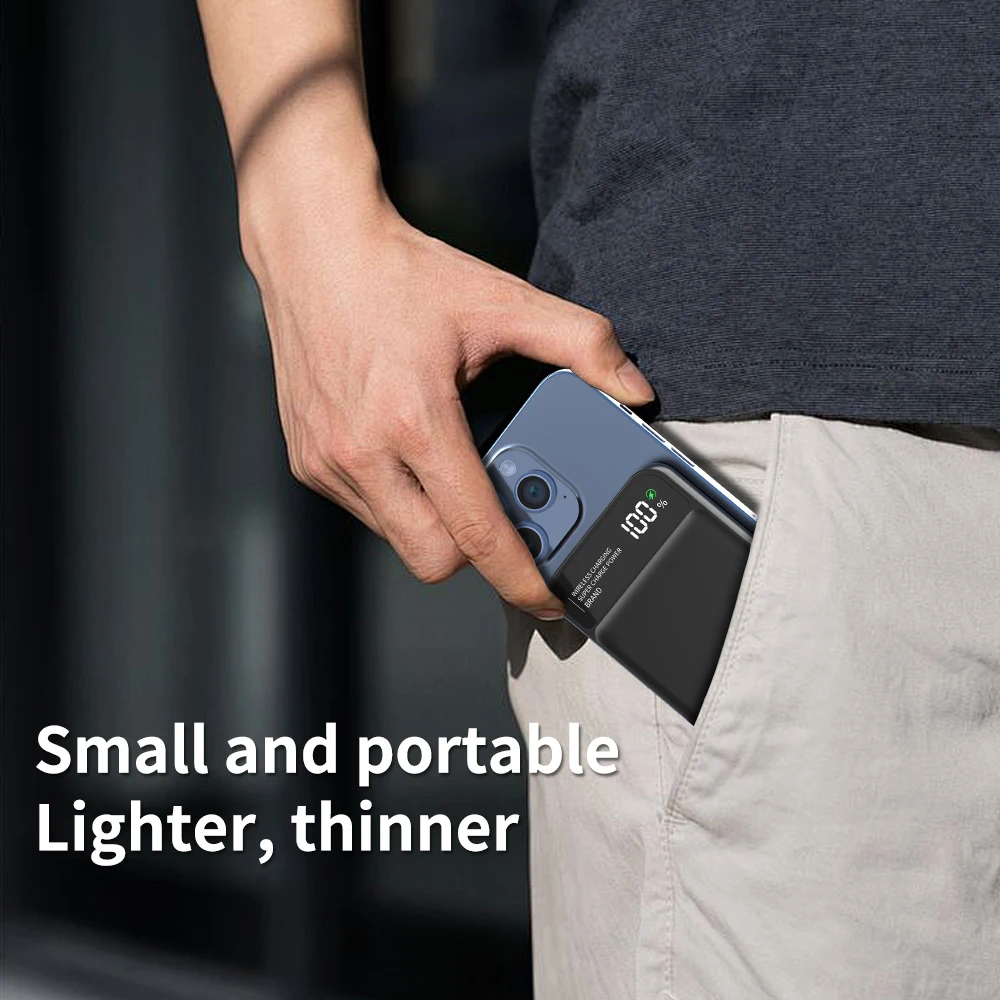 بنك طاقة مغناطيسي محمول 10000 مللي أمبير في الساعة، حزمة بطارية شحن سريع 22.5 وات مع شاشة رقمية، متوافقة مع أجهزة متعددة #5