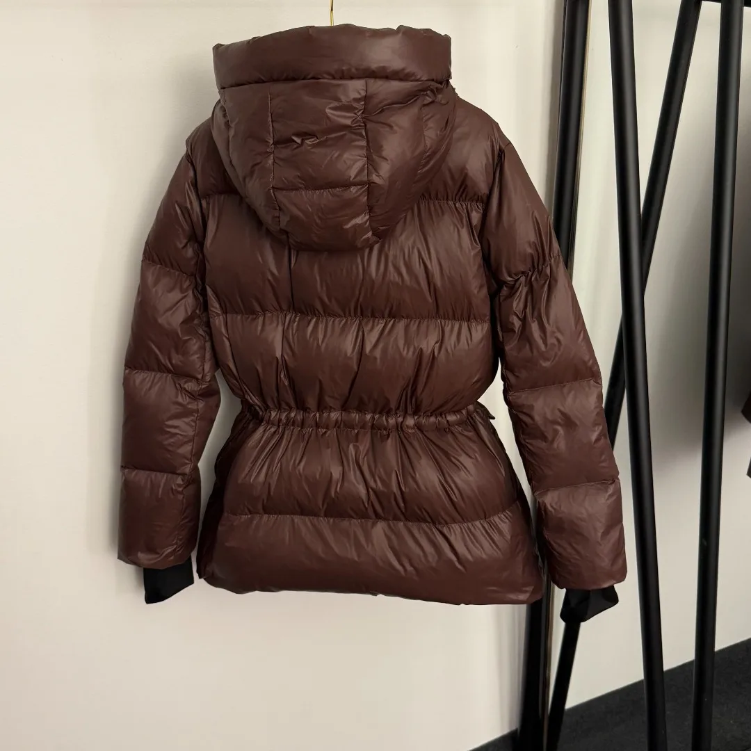 

25Ss Autumn Winter Women's Drawstring Waist Long Sleeve Hooded Down Jacket SU138