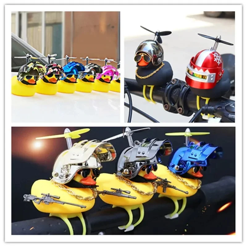 AliExpress Car Motoccle Little Yellow Duck With Helmet Propeller Wind-breaking Wave-breaking With Toy Gun Duck Bike Motorcycle Accessories