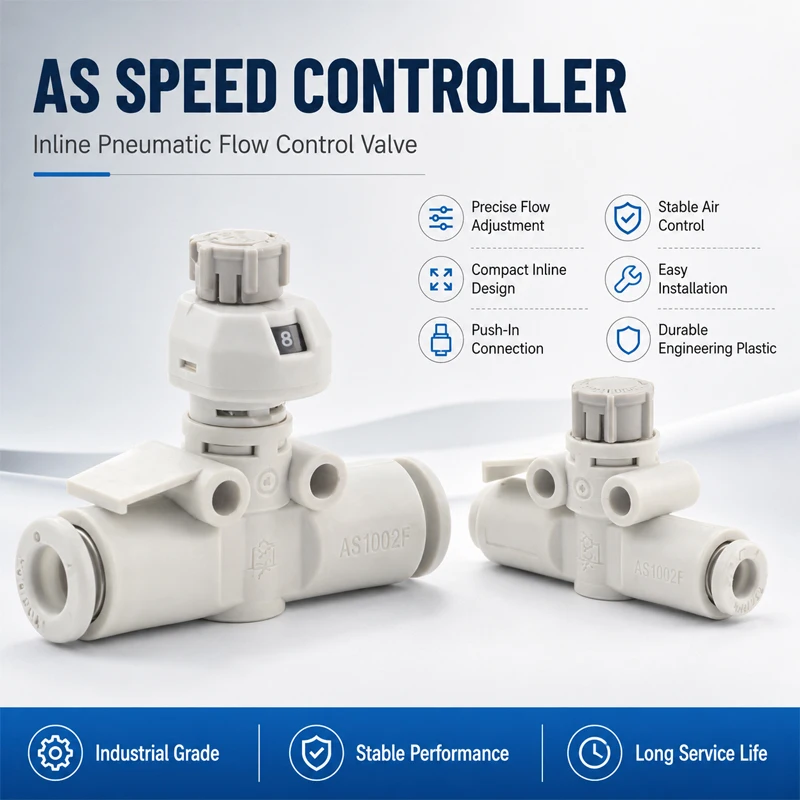 AS1002FS AS1002F AS3002F AS3002FS Pneumatic Speed Controller Valve With Scale Inline Flow Control Throttle Regulator Fitting