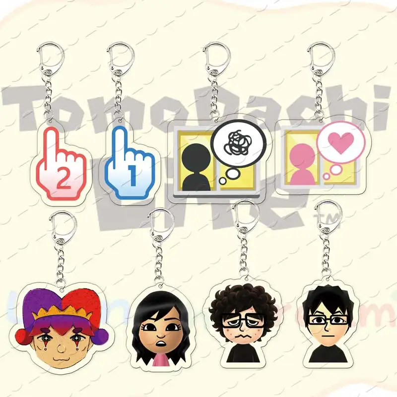 Llavero de acrílico de videojuego popular Tomodachi Life Mii, colgante para bolso, llaveros de Tomodachi Life para Windows, regalos para fans gamers