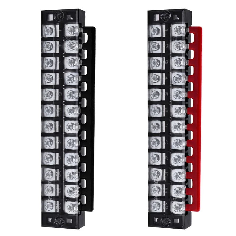 1 sztuk 25A 600V podwójny rząd pasek elektryczny zacisk śrubowy blok ogrodzenia śruba wstążka złącze przewodu 3/4/5/6/8/10/12 pozycja — zdjęcie 2