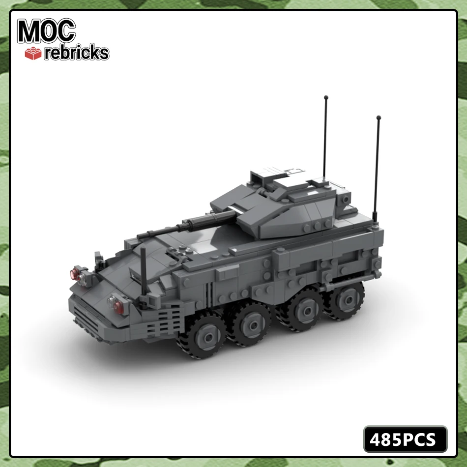 Military Series MOC Bricks M126 Stryker Infantry Armored Vehicle Building Block  Model DIY Kids Toys Hobbies Birthday Gifts