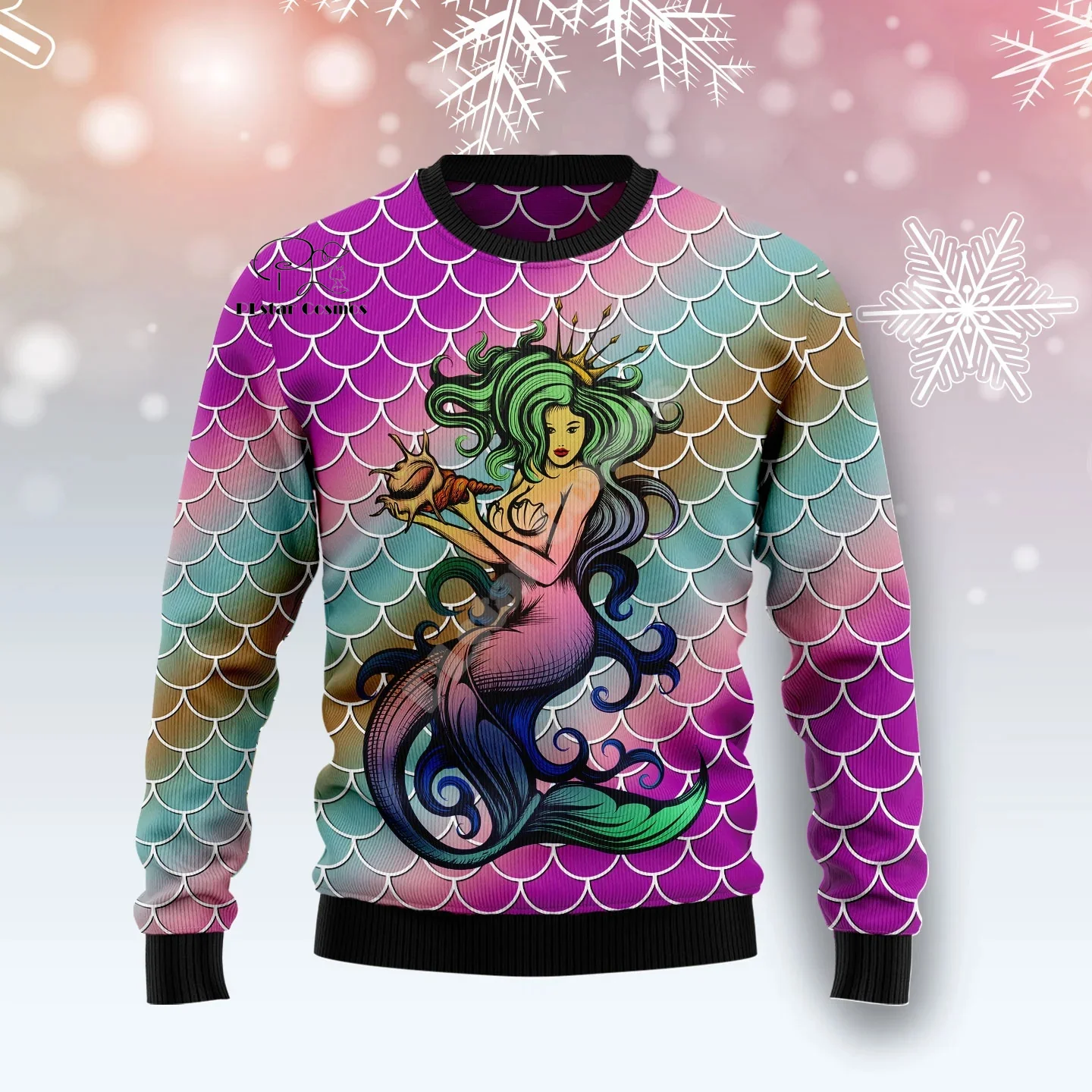 Pull de Noël à manches longues unisexe, Noël, Père Noël, Animal, Tatouage coloré, Rétro, Impression 3D, Drôle, Harajuku, Décontracté, B