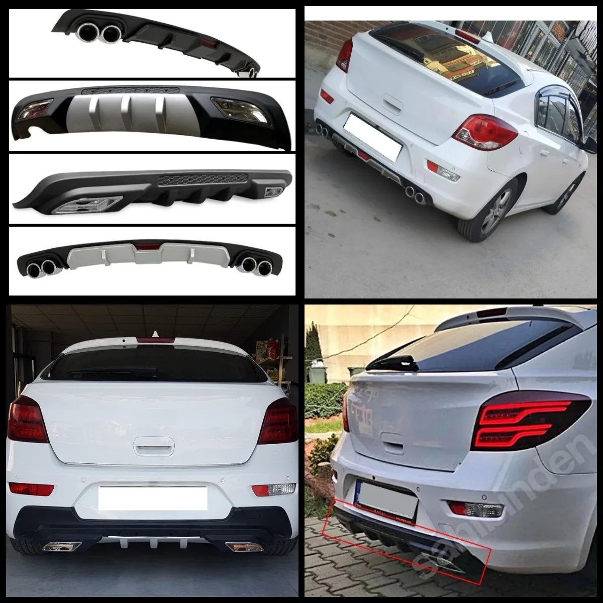 For Chevrolet Cruze Hatchback Car Rear Bumper Diffuser Black ABS Plastic Car-Styling Spoiler Deflector Body Kit Splitter Lip