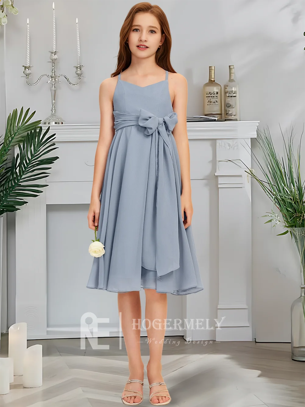 Роскошное платье подружки невесты с v-образным вырезом, румяное платье с цветочным узором для девочек, шифоновое платье длиной до колена с каскадными оборками, свадебное платье