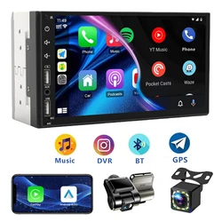 Leadfan 7 Inch Touchscreen Car Stereo Radio 2 Din CarPlay Android Auto Car Video Player with Dash Cam & Backup Camera BT FM 2USB