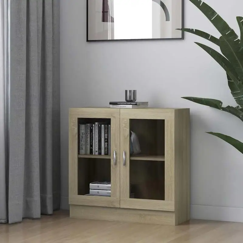 VidaXL Armoire à Vitrine en Chêne Sonoma 82,5x30,5x80 cm - Rangement Salon ou Bureau