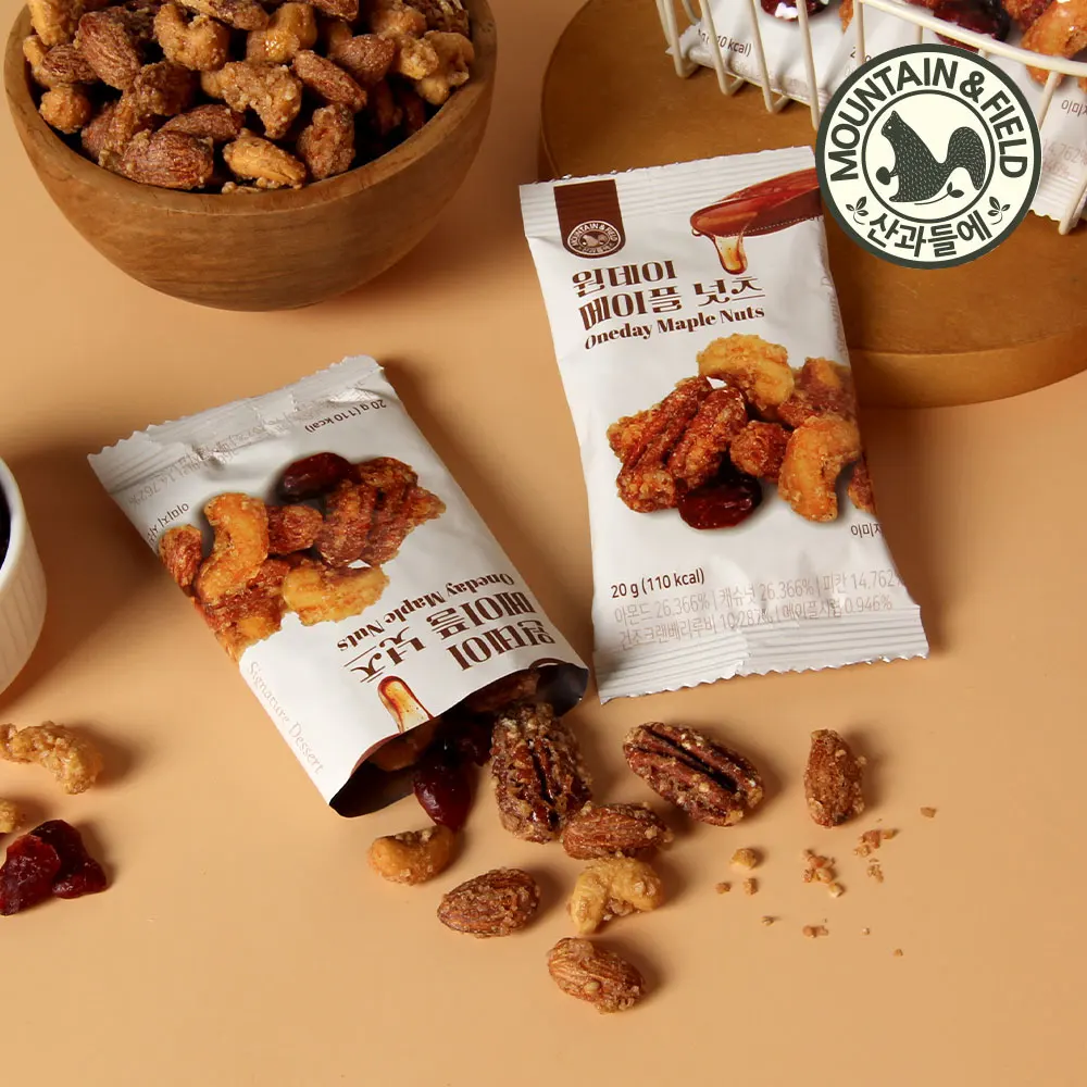 [الجبل والمرج] مكسرات القيقب ليوم واحد 20 جرام × 30 عبوة، وجبة خفيفة من شراب القيقب النقي الكندي