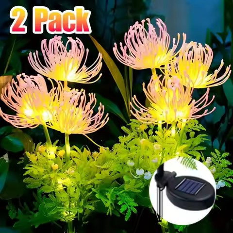 Solar Garden Lights Solar Flowers Lights with Glowing Flowers &amp; Stems Solar Outdoor LED Light for Garden Pathway Deck Yard Decor