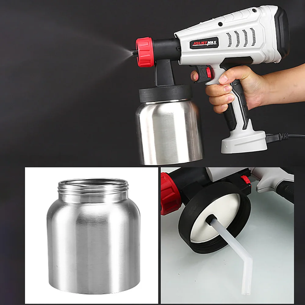 220V 800W Spray Gun Electric Paint Sprayer 2 Nozzles 800ml Pot