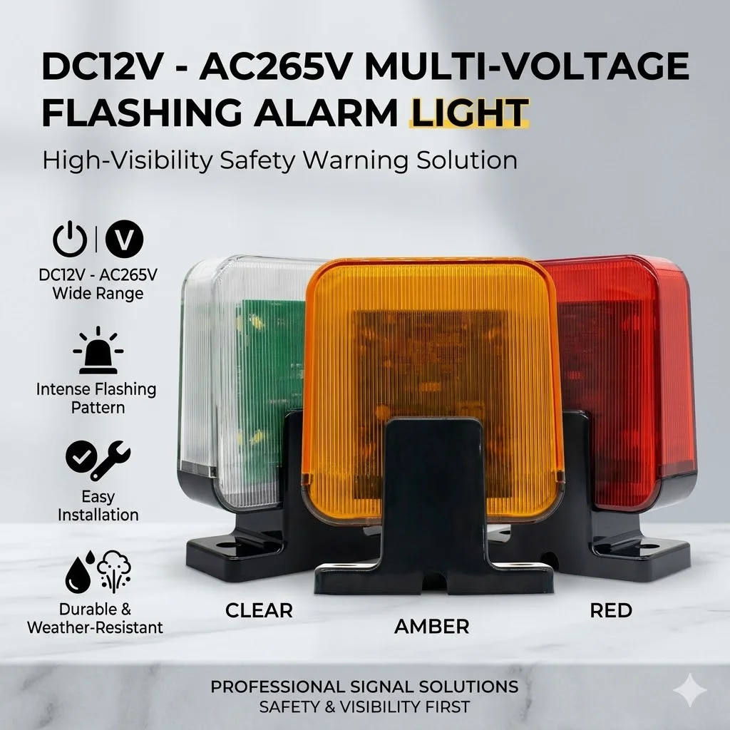 

Universal 12V-256V LED Strobe Light Waterproof Flashing Beacon Warning Lamp for Garage Door Gate Opener (No Sound)